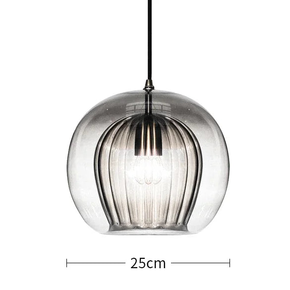 suspension lumineuse moderne transparente rayures verticales ampoule incluse câble noir chambre cuisine