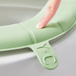 coussin toilette rose clair vert pastel gris clair texture cuir moderne clips fixations confortables