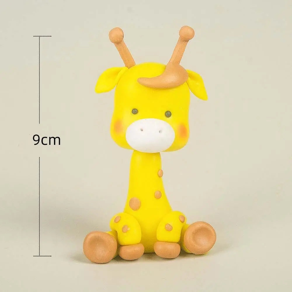 figurines animaux jungle cartoon girafe lion zèbre éléphant singe décoration gâteau fête