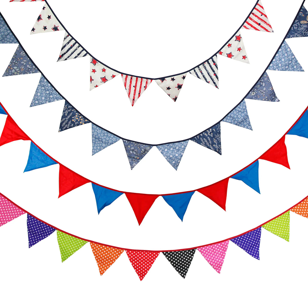 guirlande fanions tissu coton fleurs motifs festifs décoration mariage anniversaire baby shower fête colorée