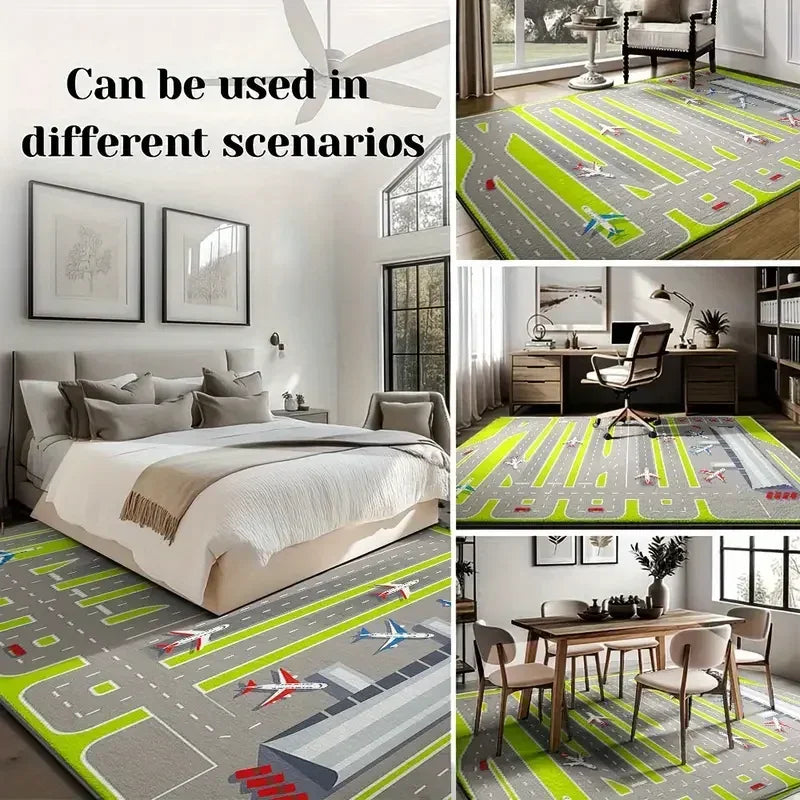 tapis botanique anti dérapant moderne végétal vert noir blanc 40x60cm 50x80cm 80x120cm 120x160cm