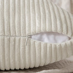housse coussin polyester rayé moderne beige zip blanc salon decoration