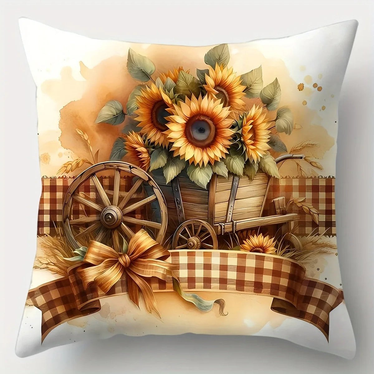housse coussin polyester motif tournesol vintage rustique décoration maison lit salon voiture