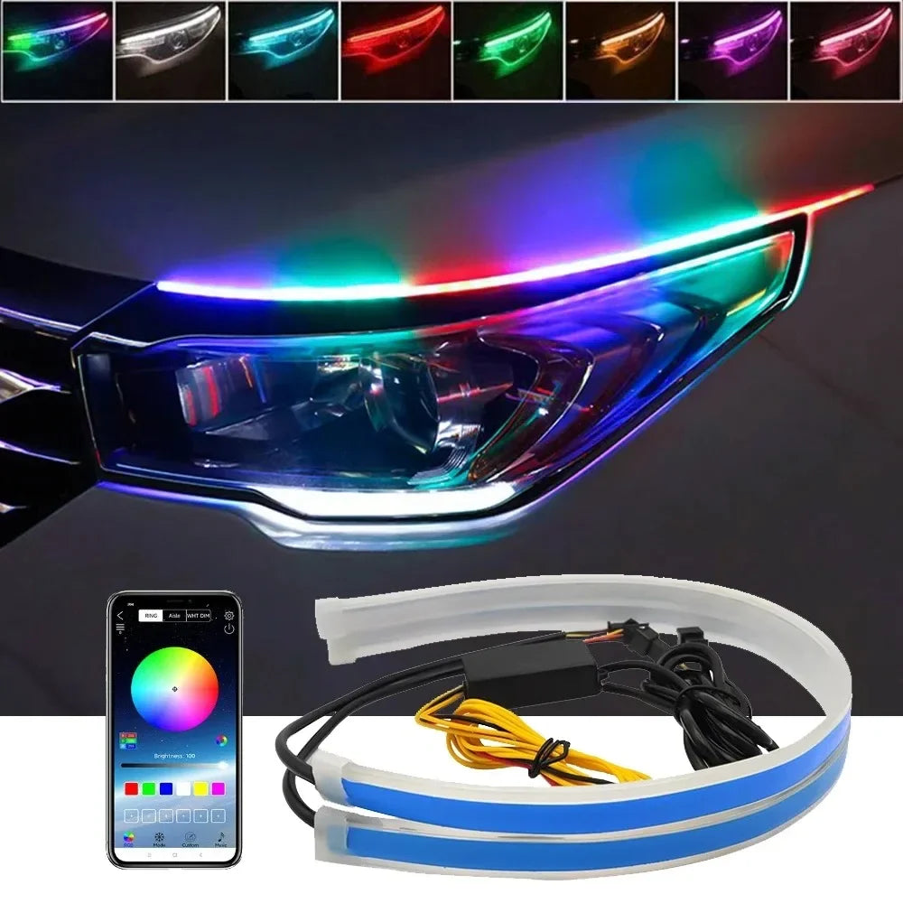 feux jour led bleu blanc rouge moderne adhésif 30cm 45cm 60cm connectée app bluetooth