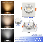 Spot LED encastrable blanc rond carré moderne switch cct 25000h lumens 121v 240v