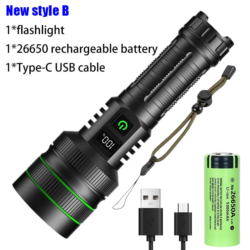 lampe torche noire rechargeable usb texturée rainures moderne robuste anneau serrage cordon