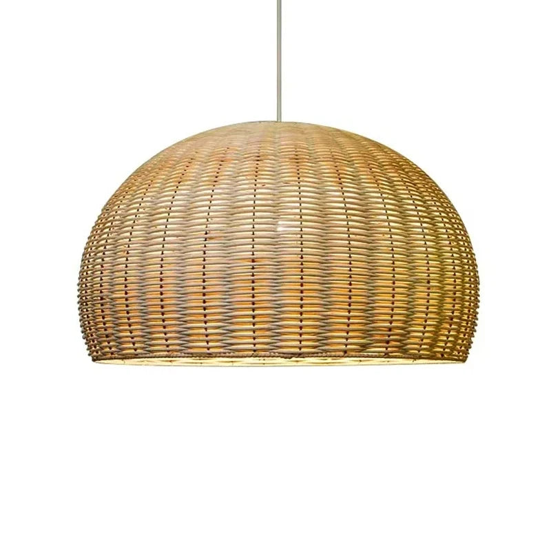 Suspension lumineuse rotin naturel moderne salon chambre rustique led pendentif chaîne métallique