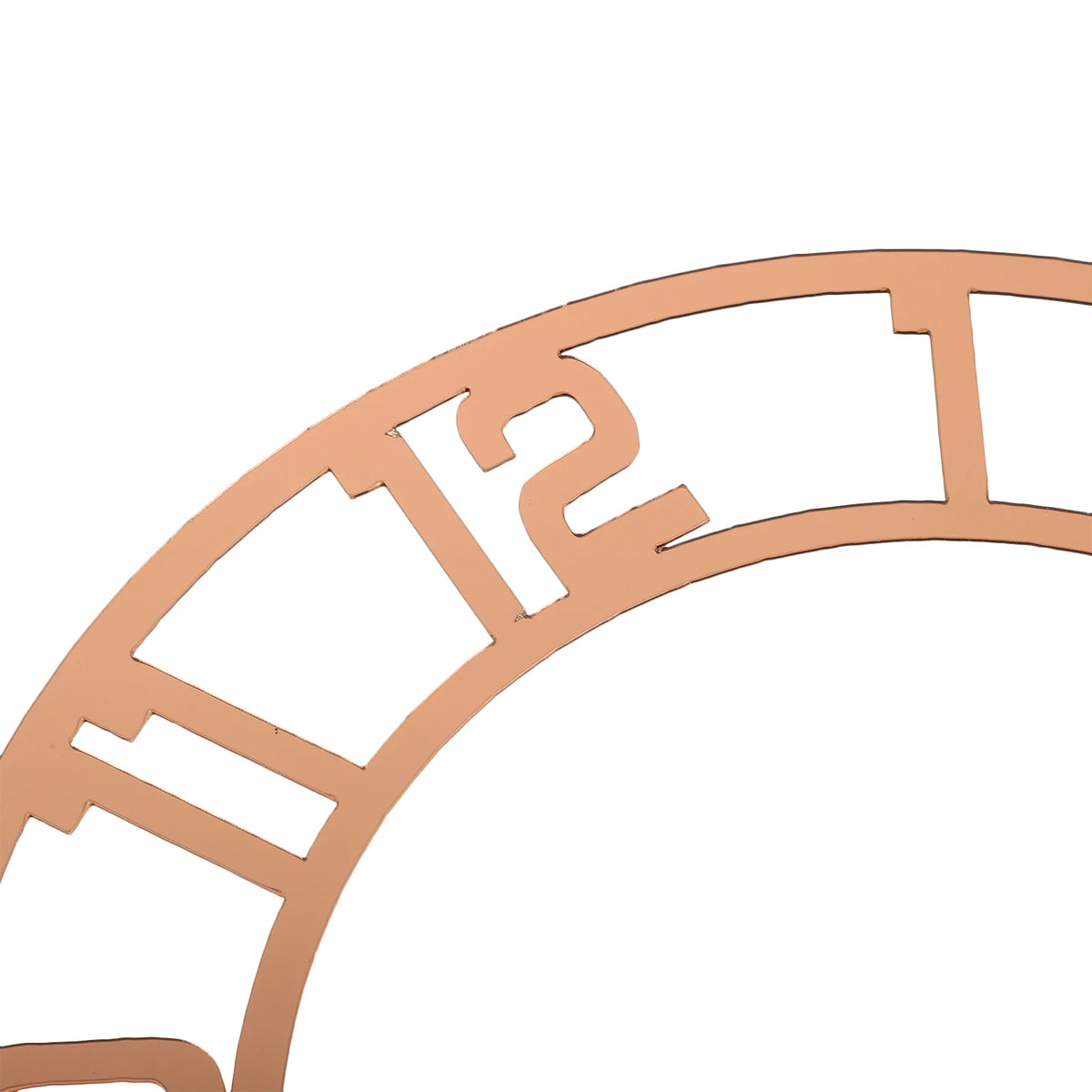 cadre horloge or rose numéros romains gravés moderne décoration murale salon transparent opaqué round