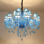 lustre classique bleu transparent pendeloques goutte forme led salon chambre