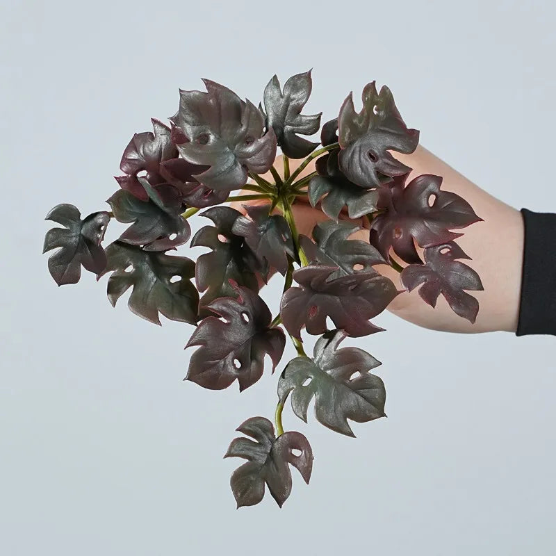 bouquet 10 plantes artificielles feuilles monstera vert taches décor maison intérieur plante simulée