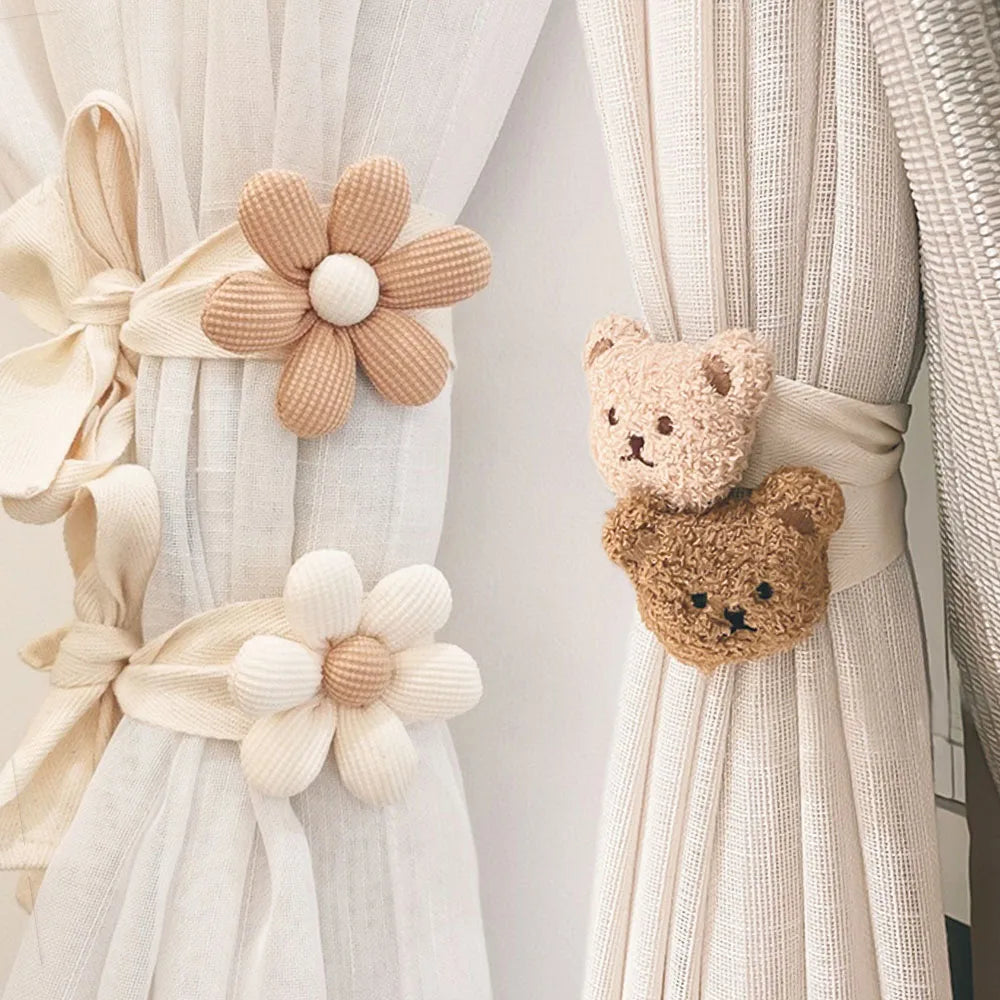 rideau polonais coton fleurs animaux adhésif décoratif moderne chambre enfants