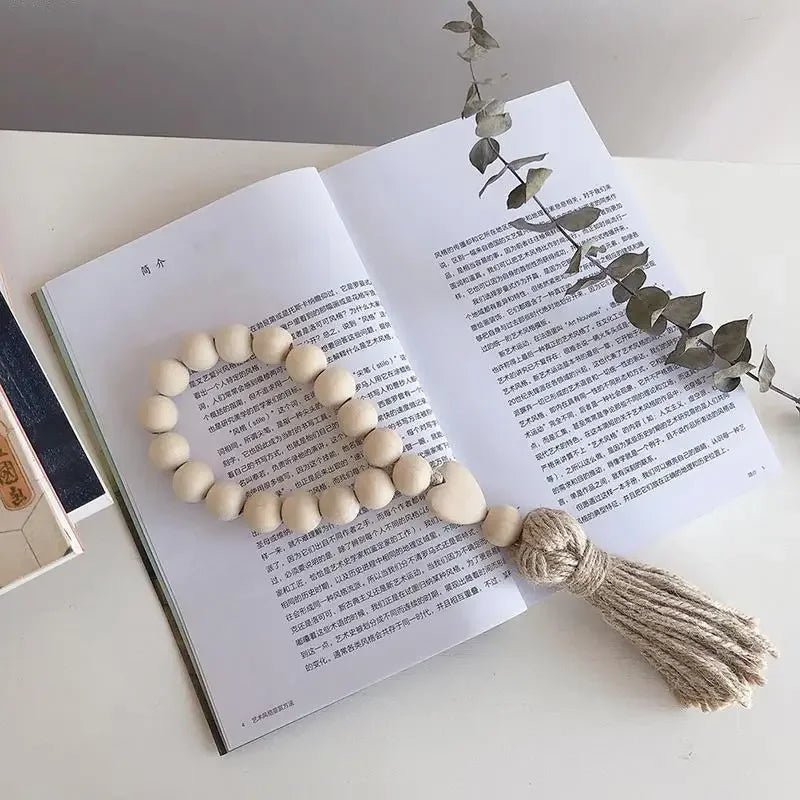 bracelet boho chic rondes coeur relief pompon coton beige clair unique naturel