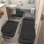 tapis bain antidérapants polyester trois pièces géométriques moderne gris beige rose bleu