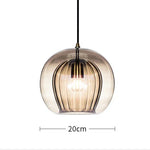 suspension lumineuse moderne transparente rayures verticales ampoule incluse câble noir chambre cuisine