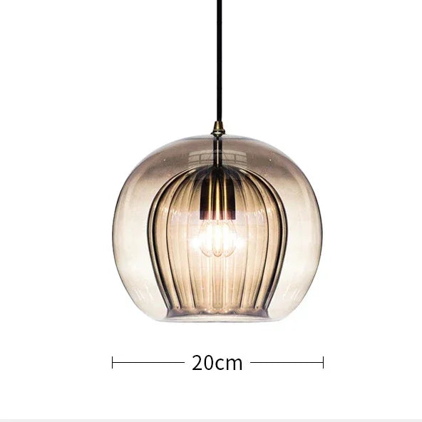 suspension lumineuse moderne transparente rayures verticales ampoule incluse câble noir chambre cuisine