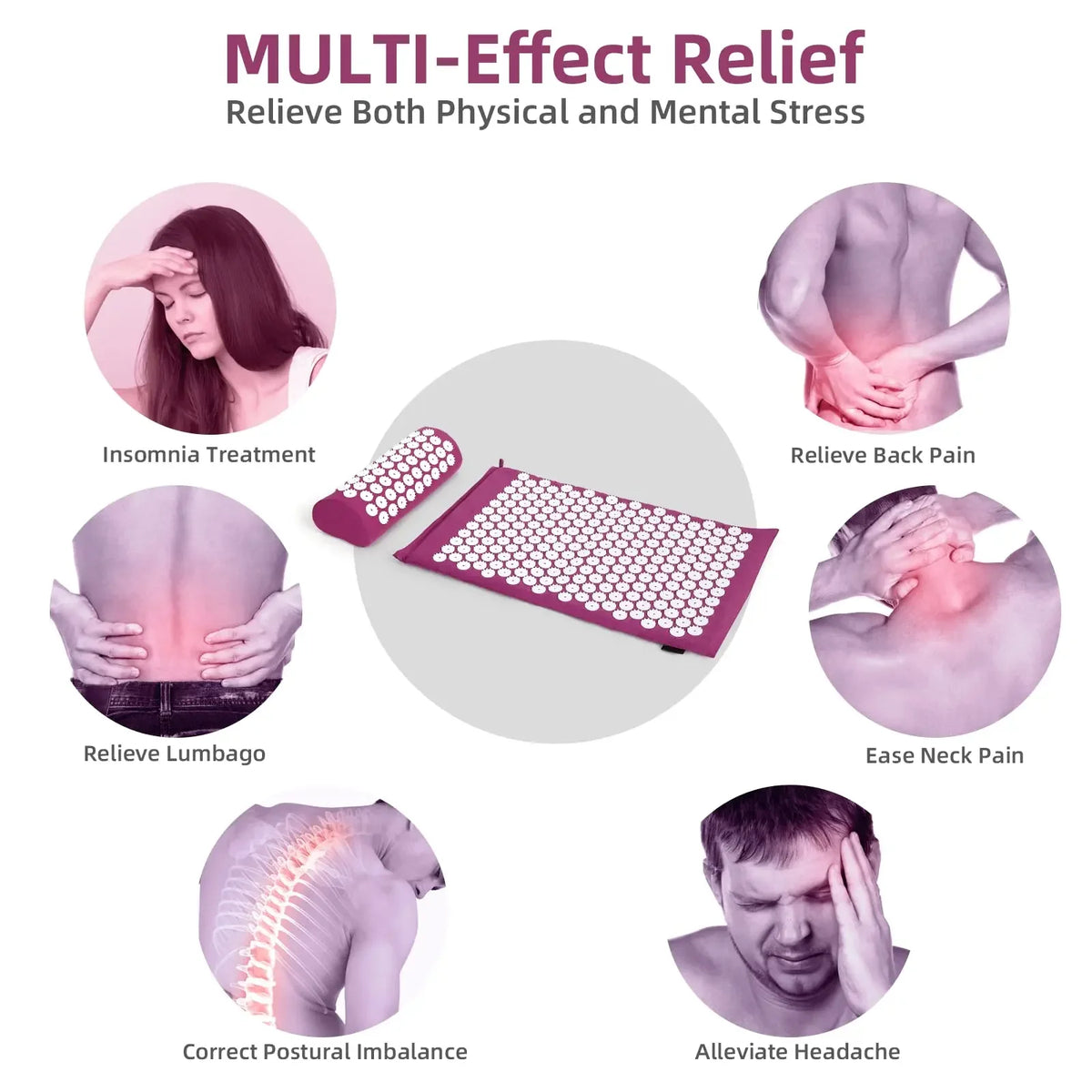 tapis massage acupression violet points blancs soulagement douleur relaxation stress moderne fitness yoga