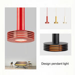 lampe suspendue minimaliste moderne rouge noir jaune annulaire salon chambre cuisine