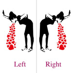 sticker mural moderne silhouette personne téléphone coeurs rouges noir autocollant vinyle waterproof removable