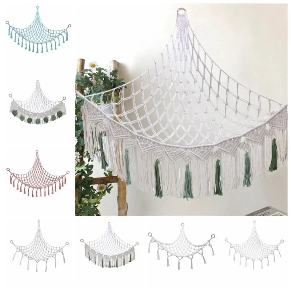 filet tressé boho blanc suspendu angle grande capacité opacité artisanal anneau métallique réutilisable chambre