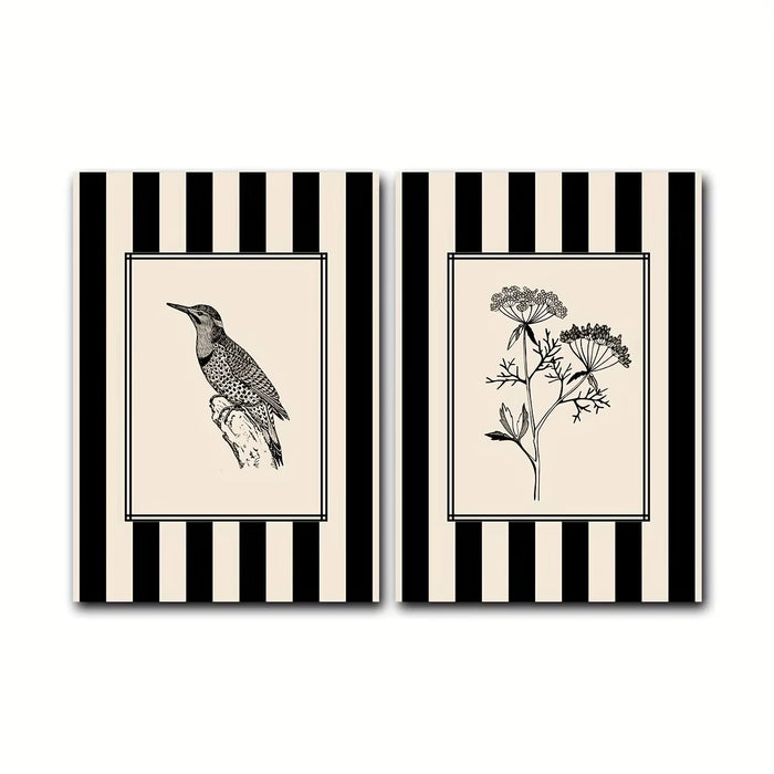 tableaux muraux minimaliste oiseau plante noir blanc toile sans cadre chambre