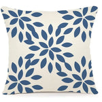 housse coussin polyester motif géométrique bleu marine blanc moderne