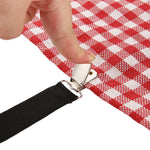 attaches élastiques clips métalliques noir blanc redutilitaires draps matelas fixations schémas explicatifs motifs carreaux
