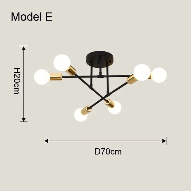 plafonnier led or noir moderne éclairage quotidien contemporain chambre salonSuspens fer flux lumineux minimaliste