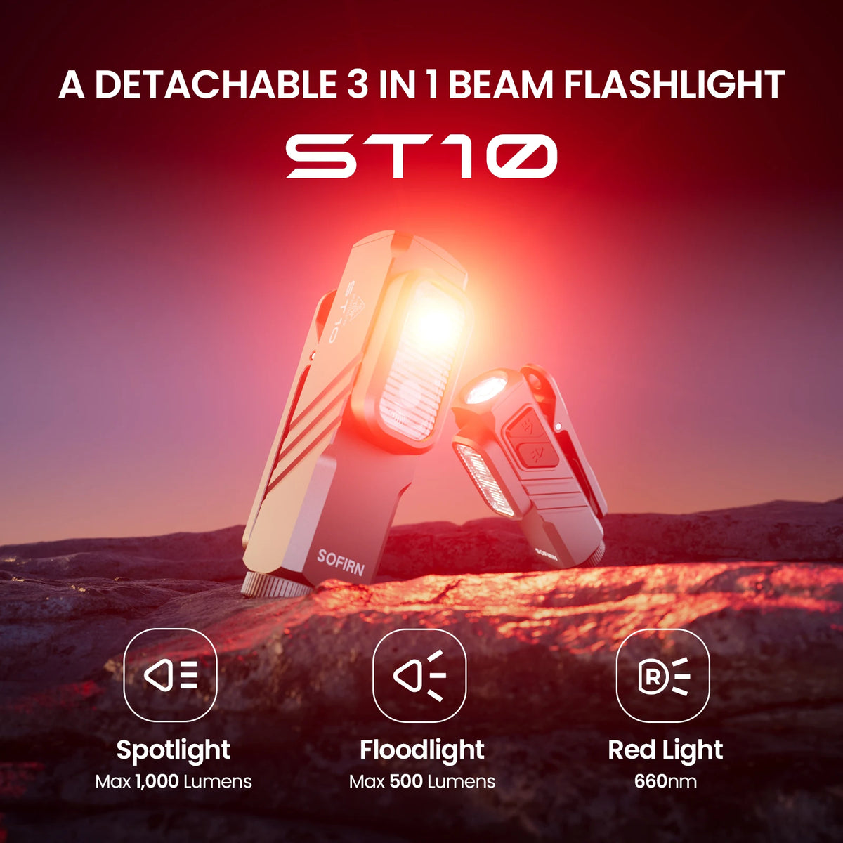 lampe torche rechargeable led 1000lm vert aimant clip robuste moderne