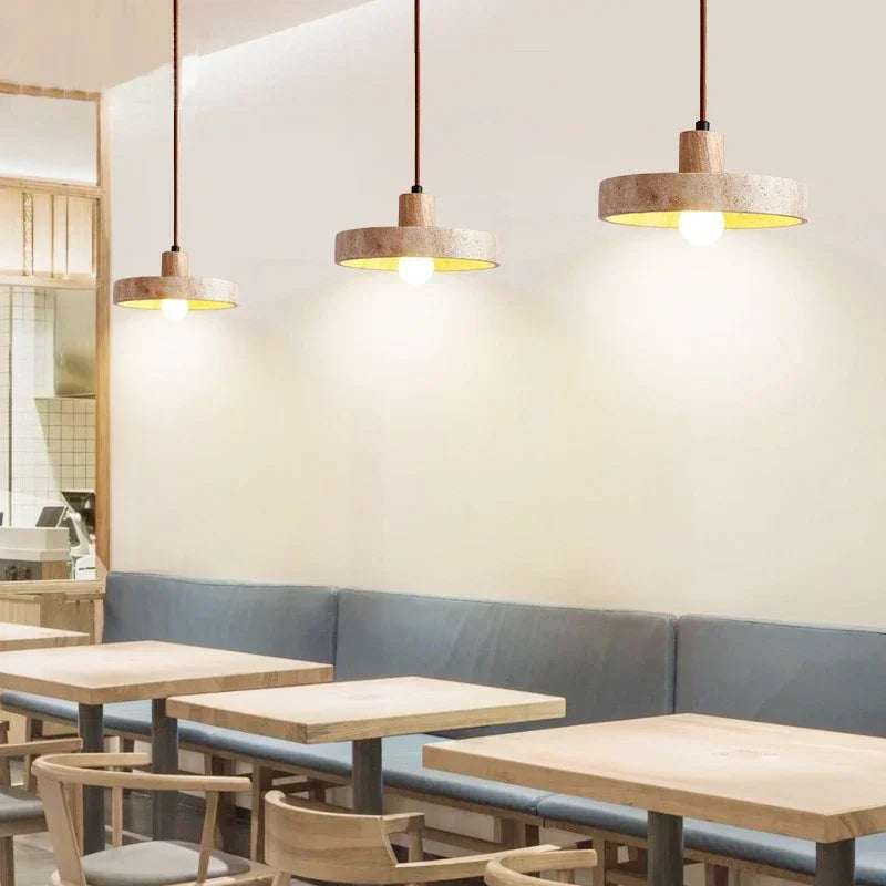 suspension lumineuse pierre gris moderne câble suspendu 3000K 6000K bois foncé