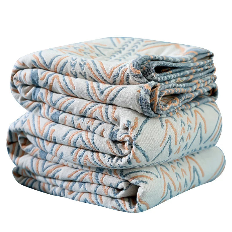 couverture géométrique coton beige bleu pique nique hiver salon portable moderne