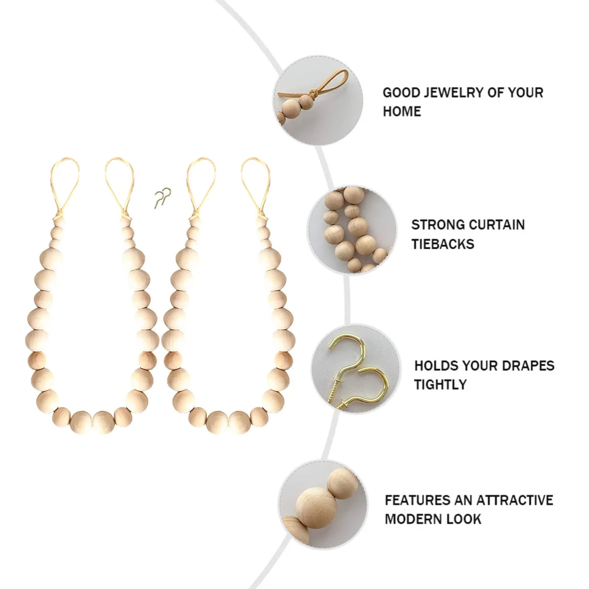rubans rideau clips métalliques beige clair moderne accessoires rideaux décor maison textiles