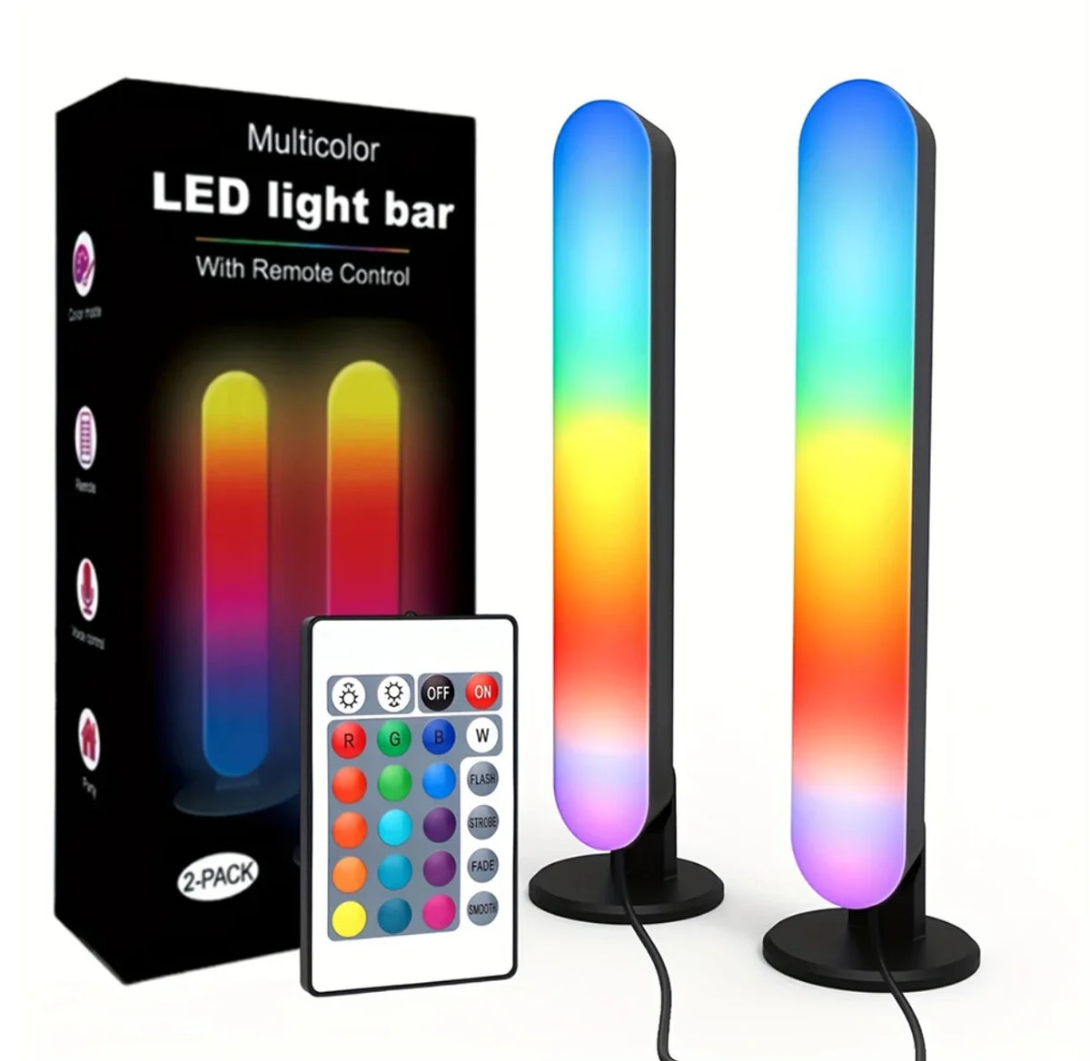 lampe led multicolore moderne télécommande câble usb bleu vert jaune rose lisse