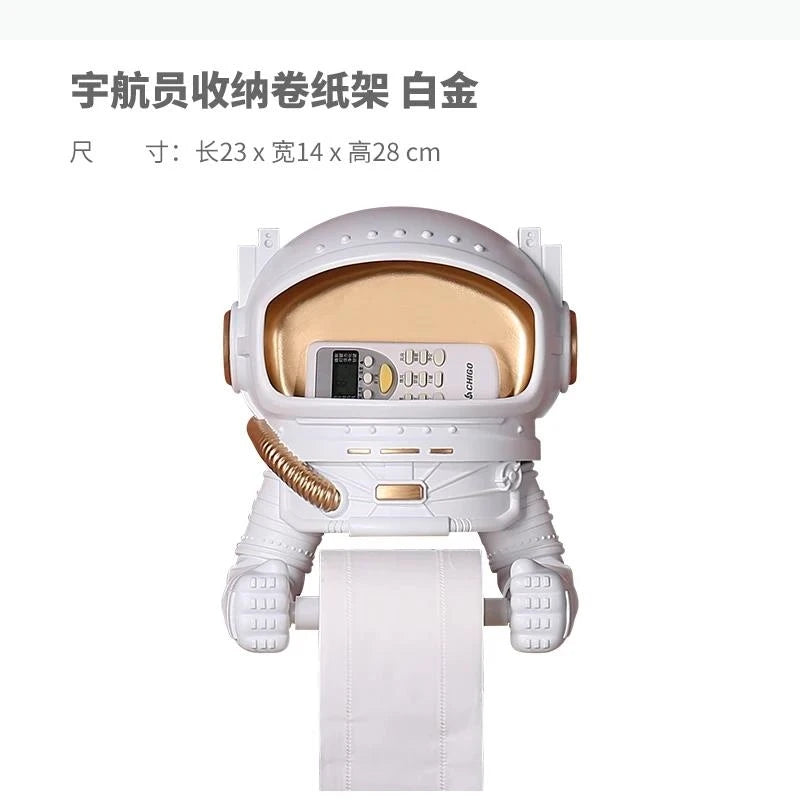 distributeur papier toilette astronaute blanc doré moderne porte serviettes papier