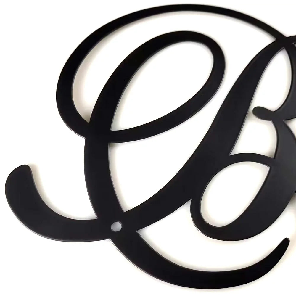 décoration intérieure lettre script élégant noir classique métal fixations incluses