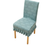 Housse chaise moderne feuilles stylisées beige orange vert bleu foncé gris bleu clair polyester