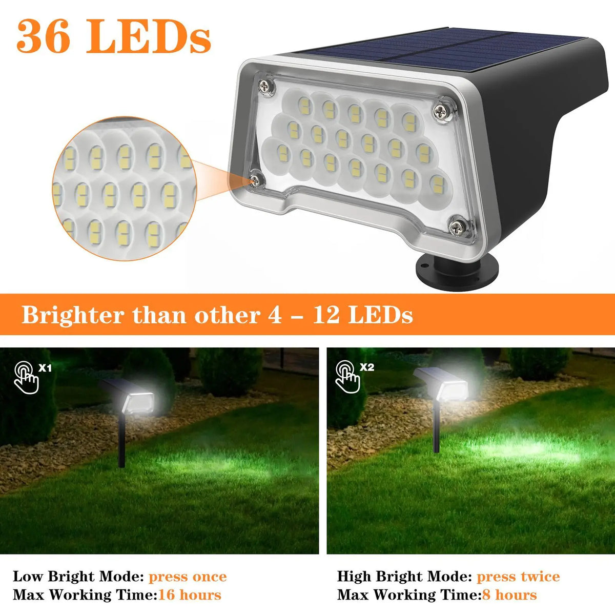 lampe solaire réglable moderne noire argentée extérieure jardin allée