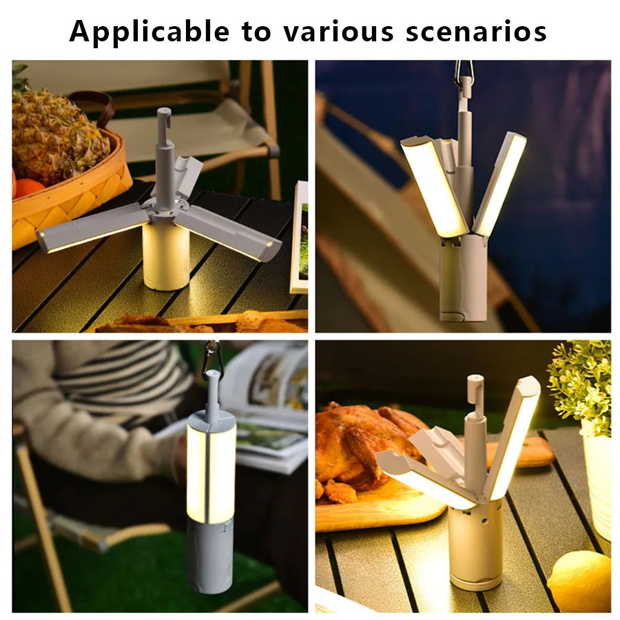 lampe camping pliable rechargeable led blanc moderne 12h éclairage annneau crochet emergency