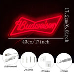 enseigne lumineuse néon logo budweiser grenouille couleur rouge bleu jaune vert fixations câble usb