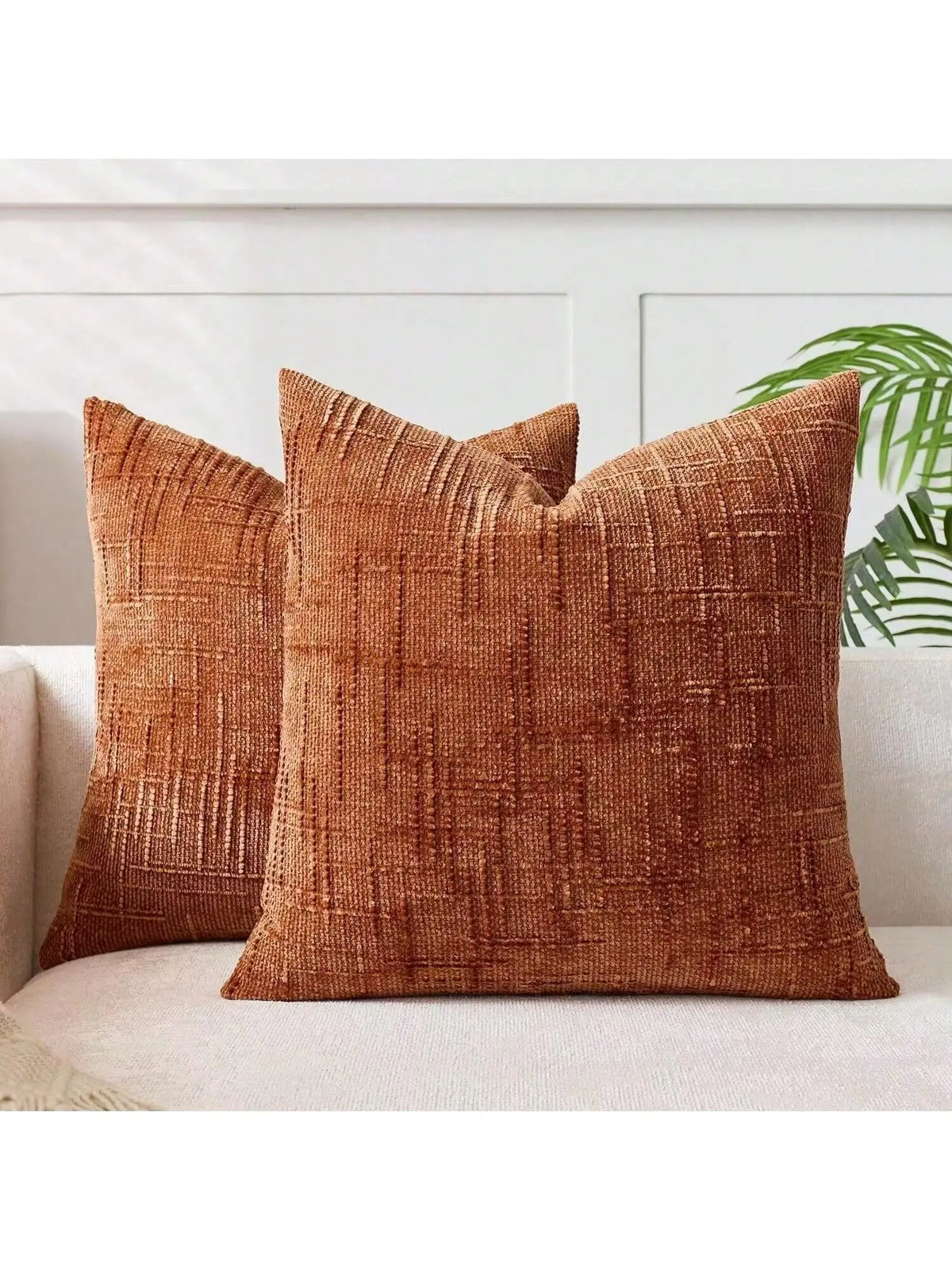 coussin chenille motif géométrique beige moderne 30x50cm machine lavable fixations oreilles