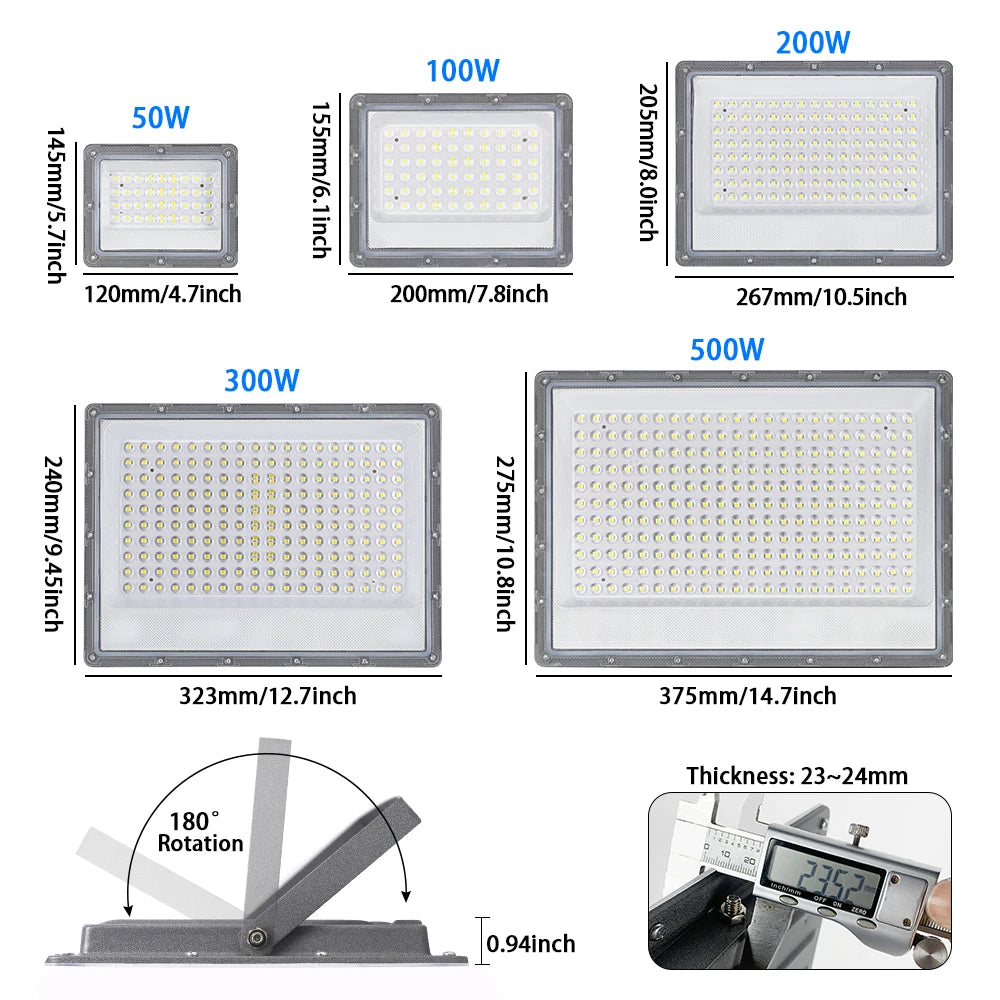 projecteur led gris moderne ip66 220v 50w 100w 200w 300w 500wextérieur