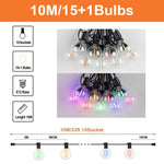 guirlande lumineuse extérieure globes multicolores transparents vintage 10m 15m 20m led rgb imperméable