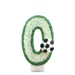 bougies numériques forme chiffres paillettes dorées football vert blanc or festive decoration anniversaire sportive