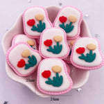peinture résine kawaii biscuits décorés fleurs stylisées couleurs vives décorative enfantine bricolage scrapbooking