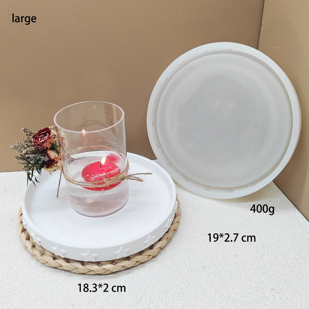assiette étoile blanc silicone classique support osier bougie fleur corbeille
