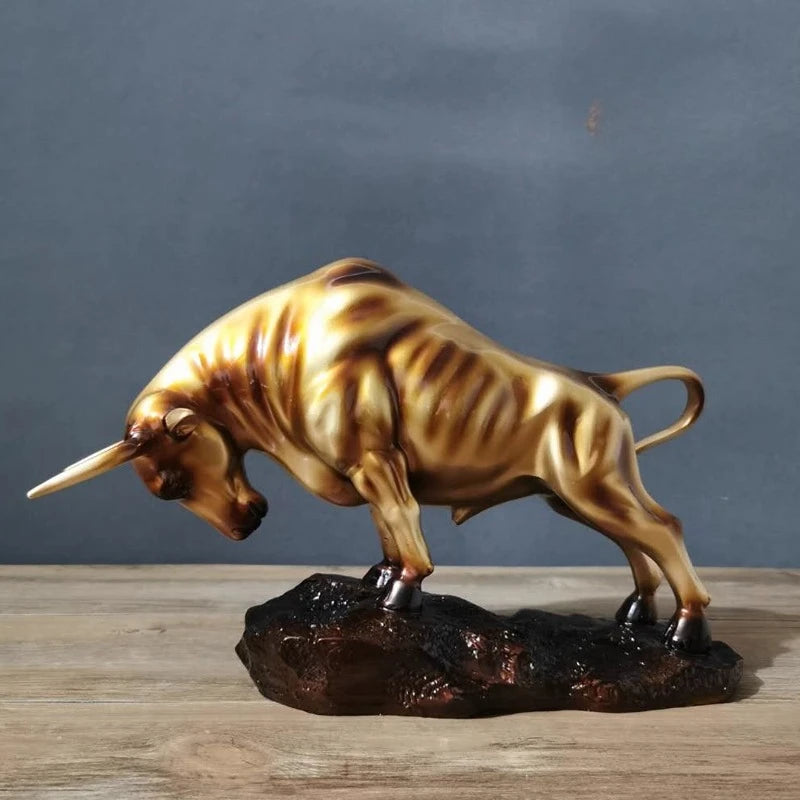 statuette taureau doré réaliste décoration maison occasionnellement cadeau anniversaire noël mariage