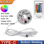 module lumineux led blanc circulaire facial welding câble usb type tactile 3w 5v