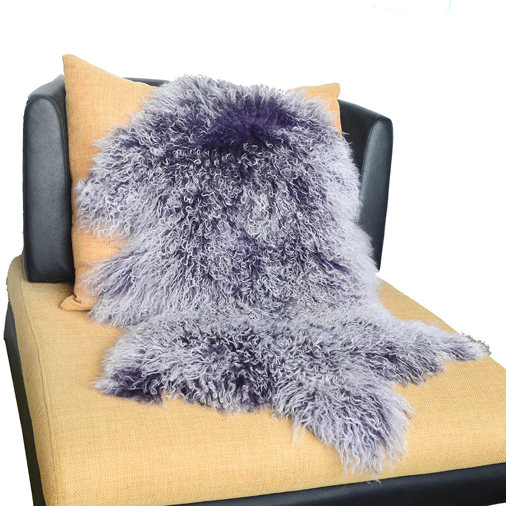 coussin fourrure gris vert rouge violet marron naturel hiver maison laine solide dry frost
