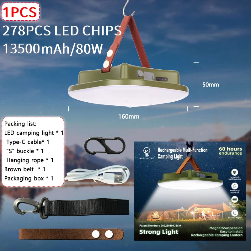 lampe camping rechargeable vert olive aimantée moderne usb type