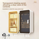 distributeur serviettes papier murale moderne trois niveaux compartiments amovibles beige clair rayures verticales transparent