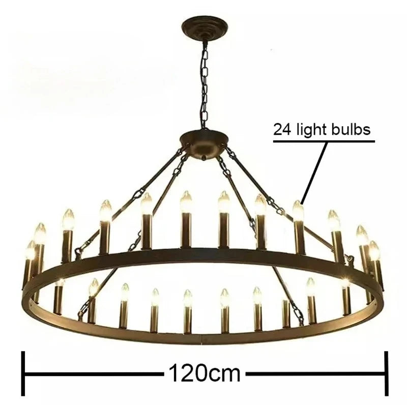 lustre moderne rustique noir multiple branches 20 ampoules E12 chaines suspension salon salle manger